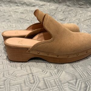 J. Crew Camel Suede clogs with Studded Detail 7.5